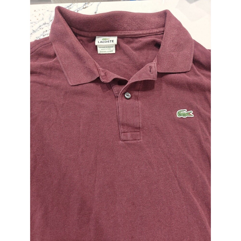Lacoste Burgundy Red Short Sleeve Collared Polo Shirt Size 8 Men’s XXL
